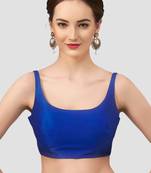 Royal blue plain silk spaghetti padded readymade saree blouse