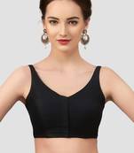 Black v neck plain silk spaghetti padded readymade saree blouse