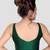 Dark green v neck plain silk spaghetti padded readymade saree blouse