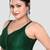 Dark green v neck plain silk spaghetti padded readymade saree blouse