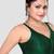 Dark green v neck plain silk spaghetti padded readymade saree blouse
