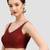 Maroon v neck plain silk spaghetti padded readymade saree blouse