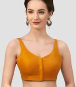 Mustard v neck plain silk spaghetti padded readymade saree blouse