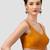 Mustard v neck plain silk spaghetti padded readymade saree blouse