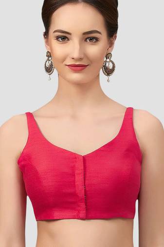 Rani v neck plain silk spaghetti padded readymade saree blouse