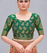 Green woven jacquard readymade blouse