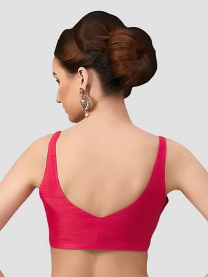 Rani v neck plain silk spaghetti padded readymade saree blouse 2