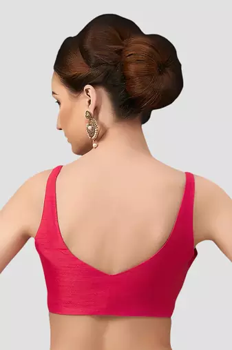 Rani v neck plain silk spaghetti padded readymade saree blouse
