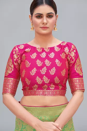 Rani pink woven jacquard readymade blouse