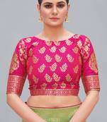 Rani pink woven jacquard readymade blouse