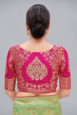 Rani pink woven jacquard readymade blouse 2