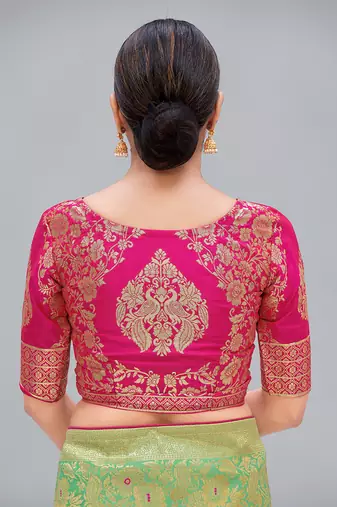 Rani pink woven jacquard readymade blouse