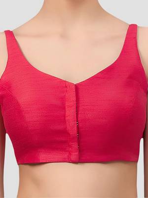 Rani v neck plain silk spaghetti padded readymade saree blouse 5