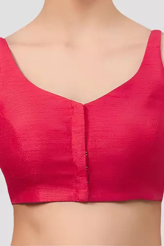 Rani v neck plain silk spaghetti padded readymade saree blouse