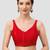 Red v neck plain silk spaghetti padded readymade saree blouse