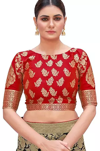 Red woven jacquard readymade blouse