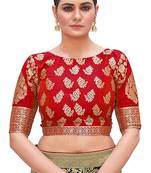 Red woven jacquard readymade blouse