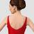 Red v neck plain silk spaghetti padded readymade saree blouse