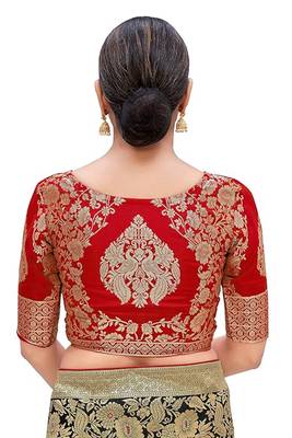 Red woven jacquard readymade blouse 2