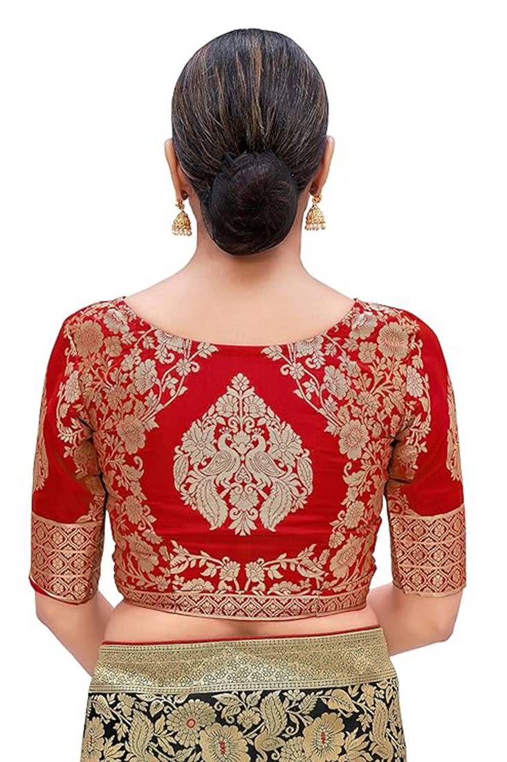 Red woven jacquard readymade blouse