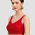 Red v neck plain silk spaghetti padded readymade saree blouse