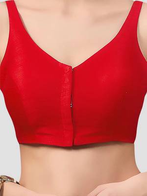 Red v neck plain silk spaghetti padded readymade saree blouse 5