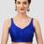 Royal blue v neck plain silk spaghetti padded readymade saree blouse