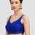 Royal blue v neck plain silk spaghetti padded readymade saree blouse