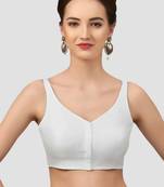 White v neck plain silk spaghetti padded readymade saree blouse