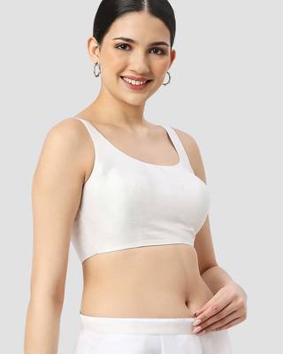 White plain silk spaghetti padded readymade saree blouse 3