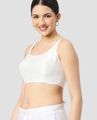 White plain silk spaghetti padded readymade saree blouse 4