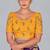 Yellow embroidered silk blend readymade blouse