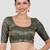 Bottle green brocade padded readymade saree blouse