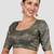 Bottle green brocade padded readymade saree blouse