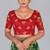 Red embroidered silk blend readymade blouse