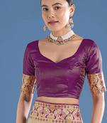 Purple faux banarasi tissue silk woven readymade blouse