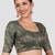 Bottle green brocade padded readymade saree blouse