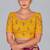 Yellow embroidered silk blend readymade blouse