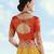Orange faux banarasi tissue silk woven readymade blouse