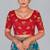 Red embroidered silk blend readymade blouse