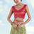 Rani pink faux banarasi tissue silk woven readymade blouse
