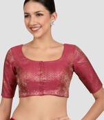 Magenta brocade padded readymade saree blouse