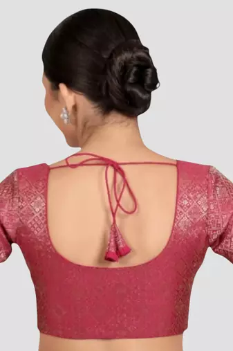 Magenta brocade padded readymade saree blouse