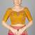 Yellow embroidered silk blend readymade blouse