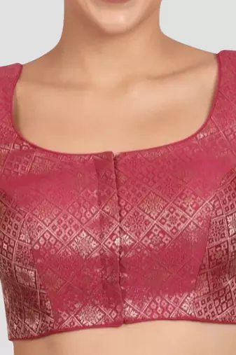 Magenta brocade padded readymade saree blouse