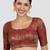 Maroon brocade padded readymade saree blouse
