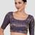 Navy blue brocade padded readymade saree blouse