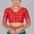 Red zari woven silk blend readymade blouse