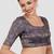 Navy blue brocade padded readymade saree blouse