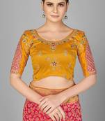 Orange embroidered art silk readymade blouse